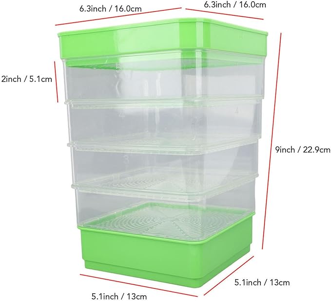 Stackable Sprouter Kit 4 Tier Sprouting Kit Microgreens Growing Tray for Small Kitchens Balconies Or Limited Home Growing Spaces (Without Sunshade)