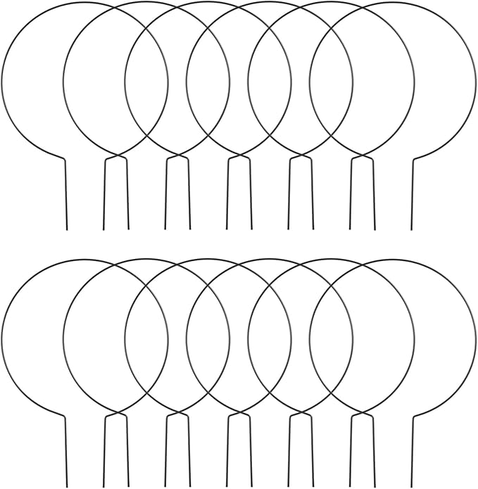 Generic Vines Pothos 12 Pcs Circle Trellis for Climbing Plants 13.4 X 9.4 in Metal Round Trellis Small Indoor Plant Trellis Rustproof Black Metal Support Frame Potted Plants