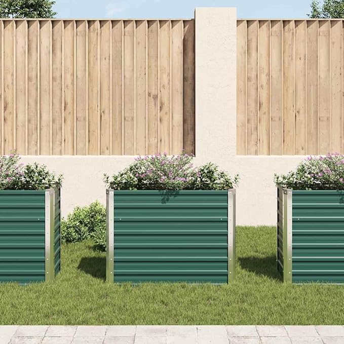 Garden Raised Bed Horse Trough planters Gardening Box Planter Boxes Raised Flower Bed Suitable for Orchard Courtyard Corridor Nursery Galvanized Steel 39.4x15.7x31.3 Green