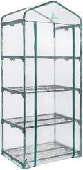 Palm Springs 4 -Tier Mini Greenhouse with Cover and Roll-up Zipper Door