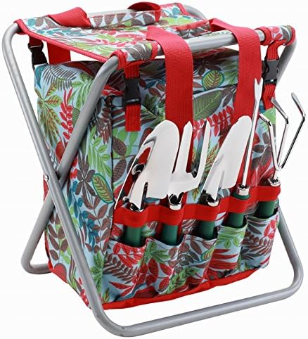 7-Piece Garden Tool Set with Tote and Folding Stool Seat by Bo Toys