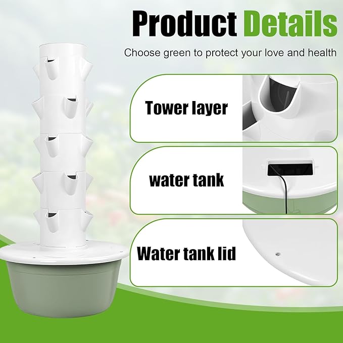9-Tier Hydroponic Planter Vertical Hydroponic Grow Tower Indoor Soilless Farming System with Pump for Fast-Growing Leafy Greens(5th Floor)