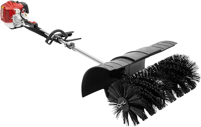 DNYSYSJ 52cc Handheld Sweeper 2-Stroke Gas Power Sweeping Broom Single Cylinder Walk Behind Sweeper Cleaning Driveway Turf Lawns Artificial Grass Power Brush Lawn Sweeper Cleaner Tools for Walkway