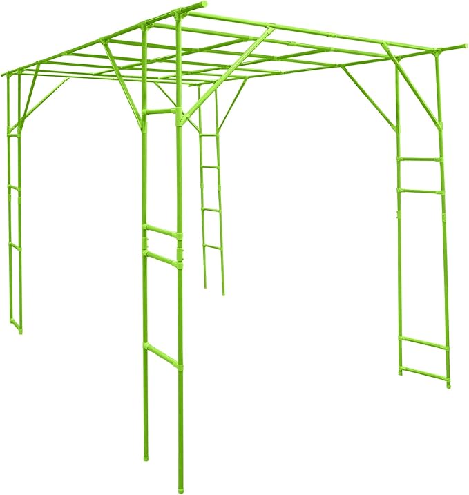 Plant Climbing Stand Large Outdoor Garden Arch Trellis Plant Climbing Display Rack for Courtyard and Garden Decoration (3 * 2 * 2.3m/9.84 * 6.56 * 7.54ft) (Green)