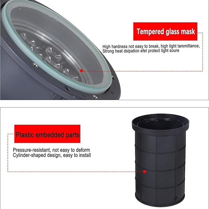 Recessed LED Spotlight Outdoor Landscape Lights IP67 Waterproof Stainless Steel Garden Light AC 24V Adjustable Angle Floor Lamp(Red3W)