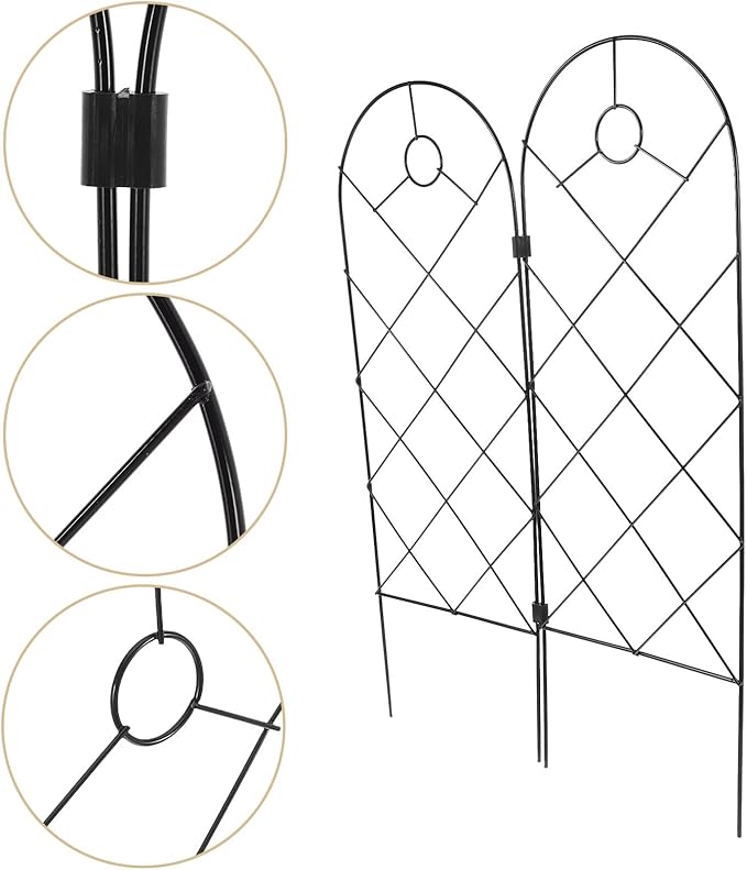 BESPORTBLE 2pcs Foldable Iron Garden Trellis Plant Supports for Climbing Vines and Potted Plants for Outdoor and Indoor Gardening