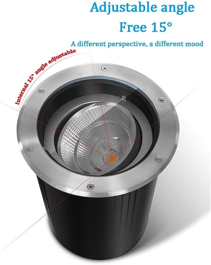COB Outdoor LED Recessed Floor Spotlight Adjustable IP67 Waterproof In-Ground Lamp for Trees Walls and Facades (12V Warm White 20W / 24V White 3W)