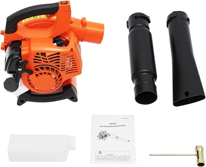 2-Stroke Handheld Leaf Blower 25.4CC Hand-Pull Gas-Powered Engine Domestic Snow Blower Grass Sweeper Lawn Care Tool Single-Cylinder Air Cooling for Snow Blowing Yard Cleaning