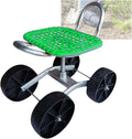 360° Swivel Rolling Gardens Cart with Seat Utility Stool with Adjustable 22-36cm Height and Rotatablefor Outdoor Planting(Green)