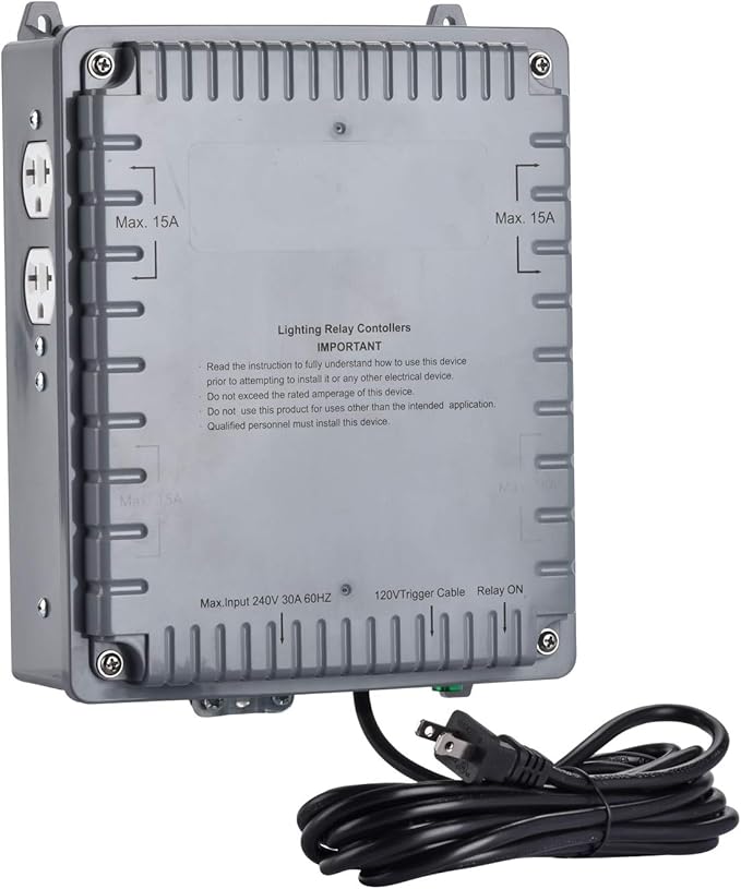 Toolazy 4-Light Controller with Trigger Cord 4 Lighting Relay Controller 120/240 VoltMaximum 4000W Light Controller for Indoor Plant Grow Light Hydroponics Growing Syste