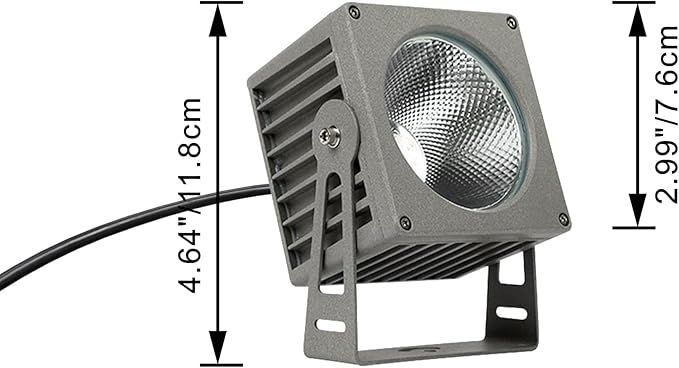 Kiven 10W Black Plug in LED Indoor/Outdoor Waterproof Spotlight Porch Light with 9.84 FT Plug-in Cord Black Plug in Accent Light with Vinly Siding Hooks for Plants Porch Garden(Cool White)