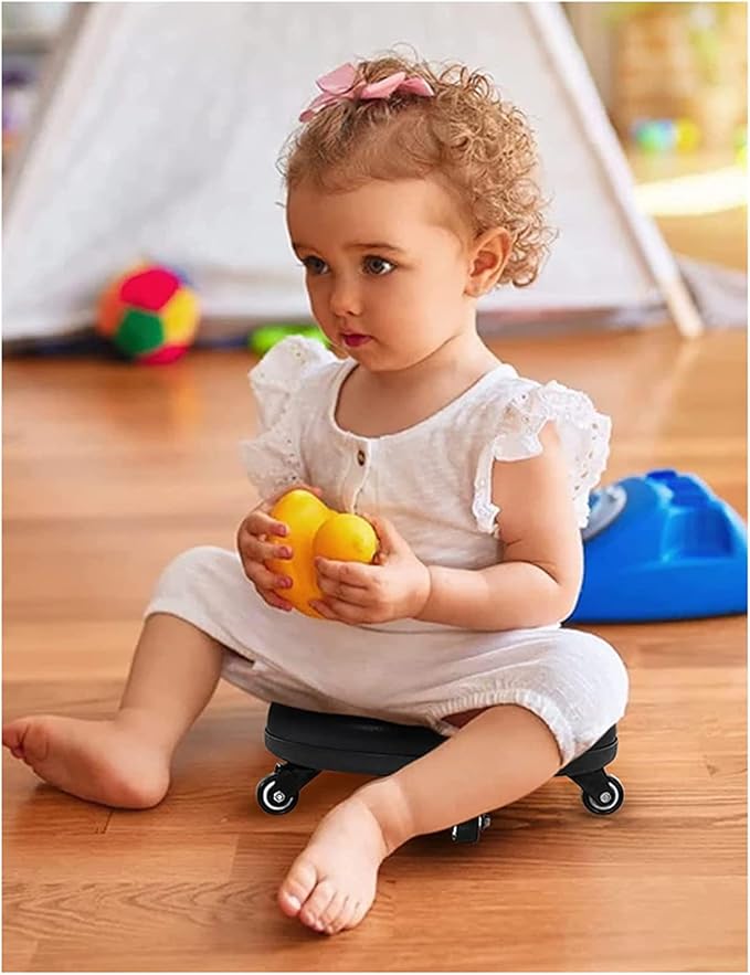 Pedicure Stool Low Rolling Stool for Pedicure Small Stool with Wheels to Sit On for Shop Garage Garden Portable Short Rolling Stool
