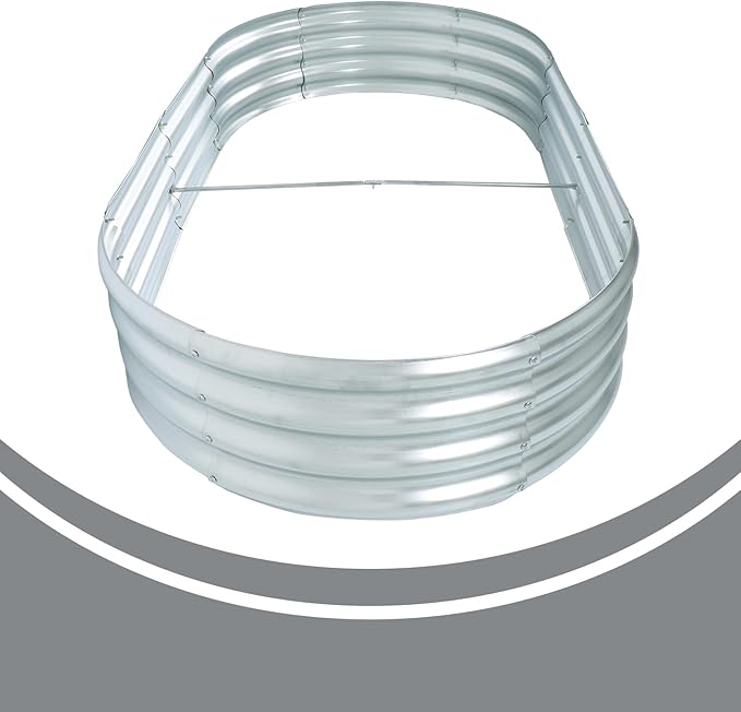 2 Pack 6x3x1Ft Outdoor Metal Raised Garden Bed Flower Oval Floor Planting Box Garden Bed Flowers for Planting Vegetables Herbs Flowers