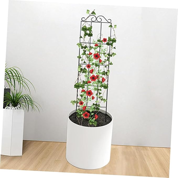 4pcs Black Metal Climbing Plant Support Frame 50x15cm Garden Trellis for Vines Flowers Vegetables Potted Plant Stand for Home and Outdoor Use