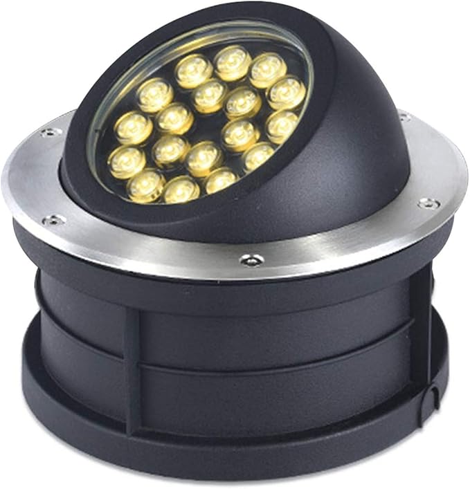 LED Garden Buried Light 85-265V Outdoor Underground Spotlight IP67 Waterproof Floor Lamp for Pathway Patio Bridge Landscape Lighting (Yellow 18W)