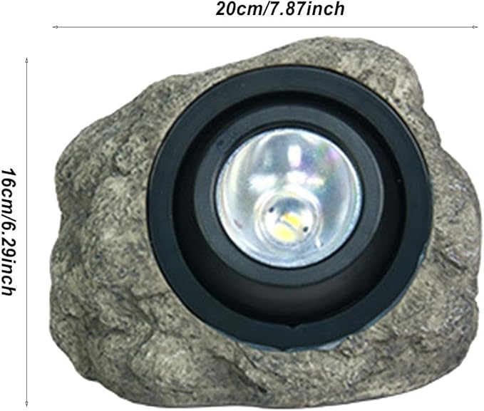 Solar Garden Rock Lights Outdoor LED Waterproof Spotlight Outside Led Garden Spot Lights Decorative Stone Light for Yard Patio Walkway Pathway(Dark Grey)
