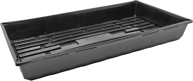 SUNPACK 10 x 20 Quad Thick Plastic Seed Starting Tray Black 2.5 - No Drainage Holes Perfect for Greenhouses or Indoor Gardening - Ideal for Seedlings and Cuttings
