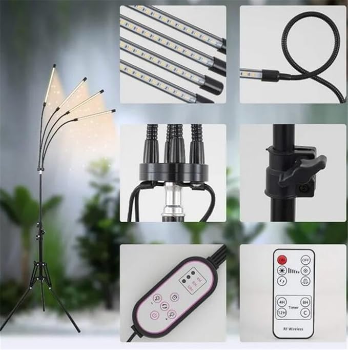 LED Plant Grow Light with Stand LED Grow Light Full Spectrum for Indoor Plants10 Dimmable LevelsTimingAdjustable 15-72 inch. (White)