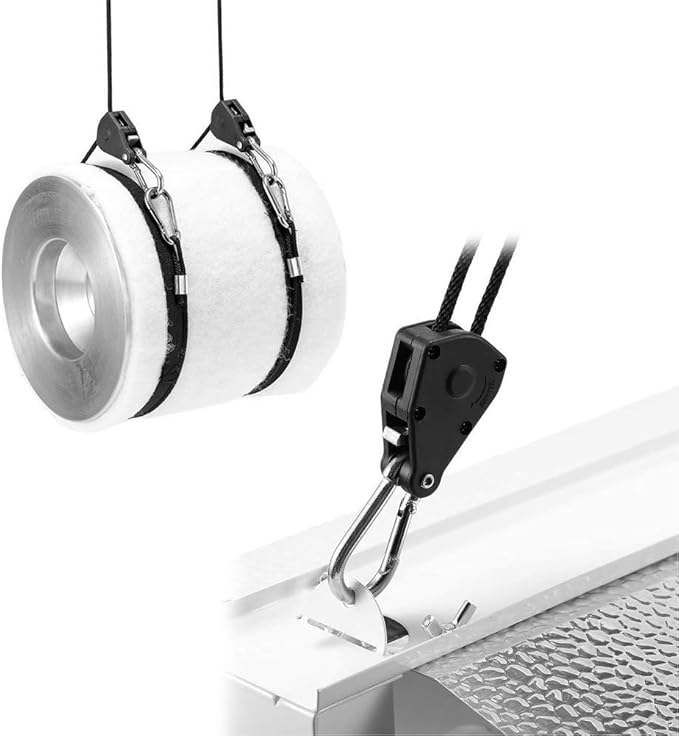 8 Pairs 1/8 Heavy Duty Ratchet Hangers Adjustable Rope Hangers Grow Light Rope Hangers for Grow Plant Fan Filter Room Equipment 150 LB Capacity per Pair