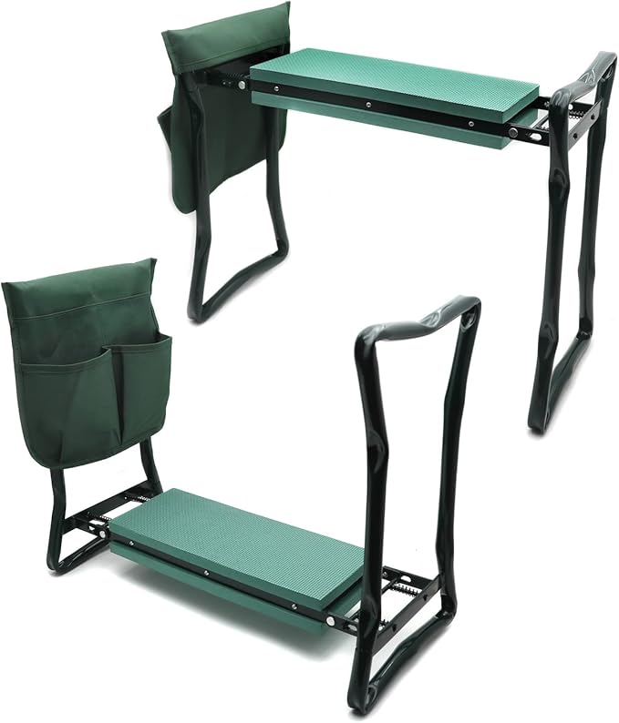 HTTMT- Garden Kneeler Benches Foldable Foam Seat w/EVA Folding Portable Bench Kneeling Pad and Tool Pouch Protection Body Knees Clothes from Dirt &amp Grass Stains [P/N: ET-TOOL039-GREEN]