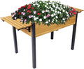 Raised Garden Bed Metal Leg Wood Planter Boxes with Folding Storage Shelf Elevated Planter Box for Growing Fresh Herbs Vegetables Flowers Great for Outdoor Patio Deck Balcony (Brown 52.7)