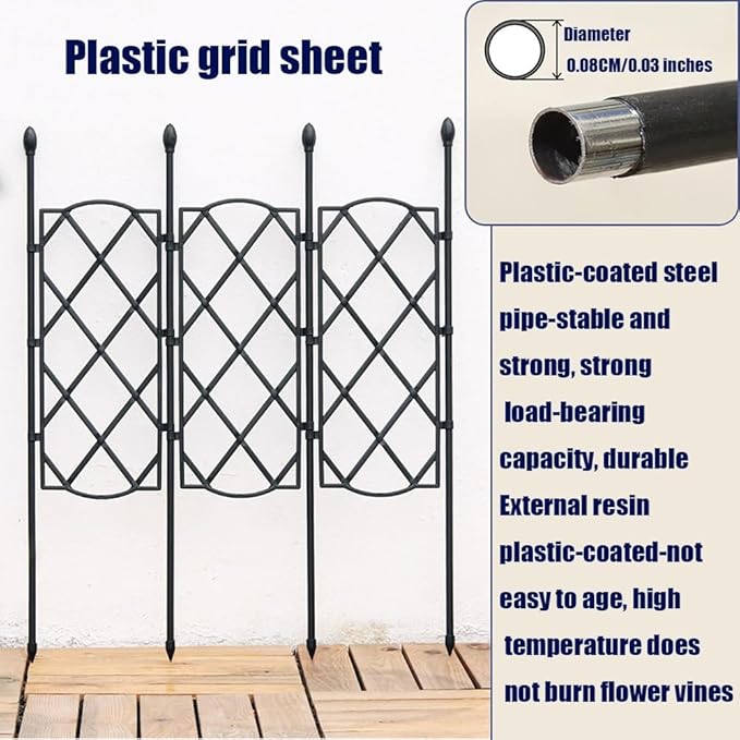 Garden Trellis for Climbing Outdoor Plants Indoor Outdoor Vegetable Fruits Vines Support Plant Support Structures (Black) (Color : Black Size : 135 * 46.5CM/53.1 * 18.3in)