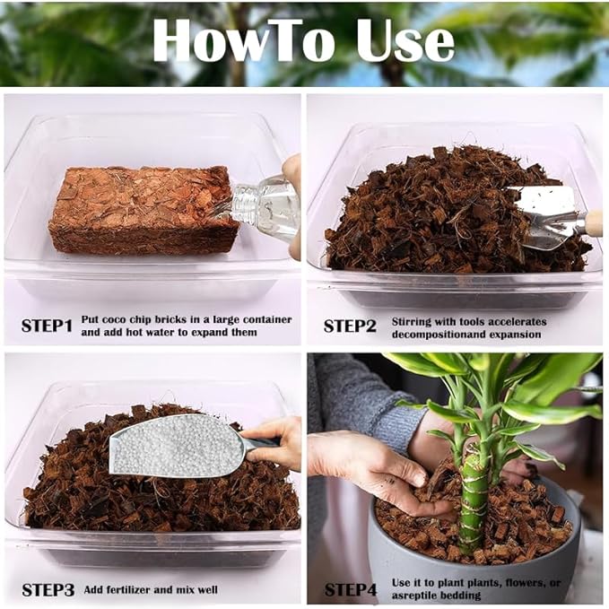 2-Pack Coconut Flakes Plant Substrate -2.2 lbs High Expanding Coconut Substrate Coconut Husk Mulch for Garden Flowers Herbs and Plantings