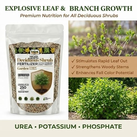 Old Cobblers Farm™ Wicked Growth Deciduous Shrubs Fertilizer – Enhances Seasonal Performance and Keeps Shrubs Healthy and Full (5 lbs | 10 lbs | 15 lbs | 20 lbs) (10 lbs)