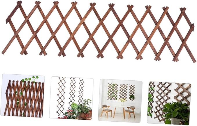 Totority Wooden Climbing Plant Support Carbonized Garden Trellis Expandable Willow Fencing Outdoor Plant Climb Support