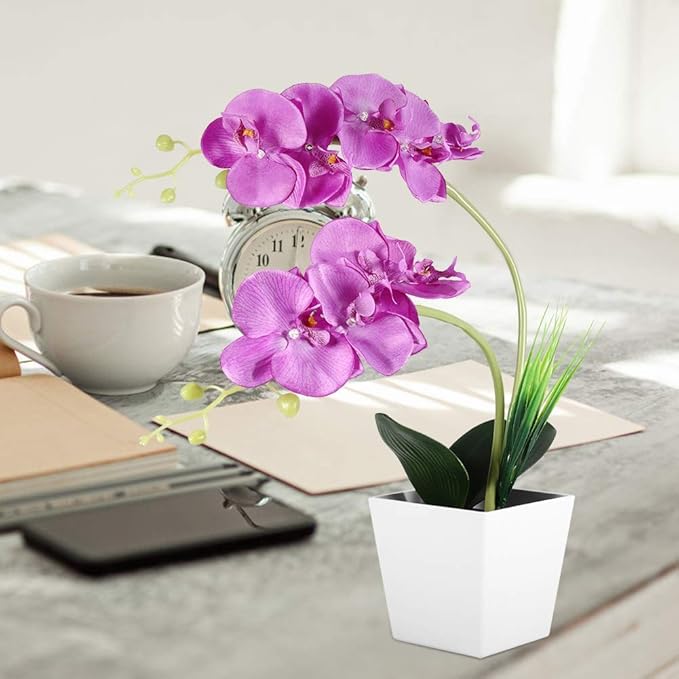 9LED Artificial Flower Pot Lamp Simulation Phalaenopsis Bonsai Light Foldable LED Decorative Flower Lamp with Bright White LEDs for Indoor Outdoor Home Decoration