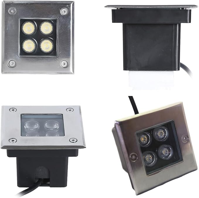 2PCS 4W IP67 Waterproof Square LED Landscape Lights for Outdoor Gardens and Pathways