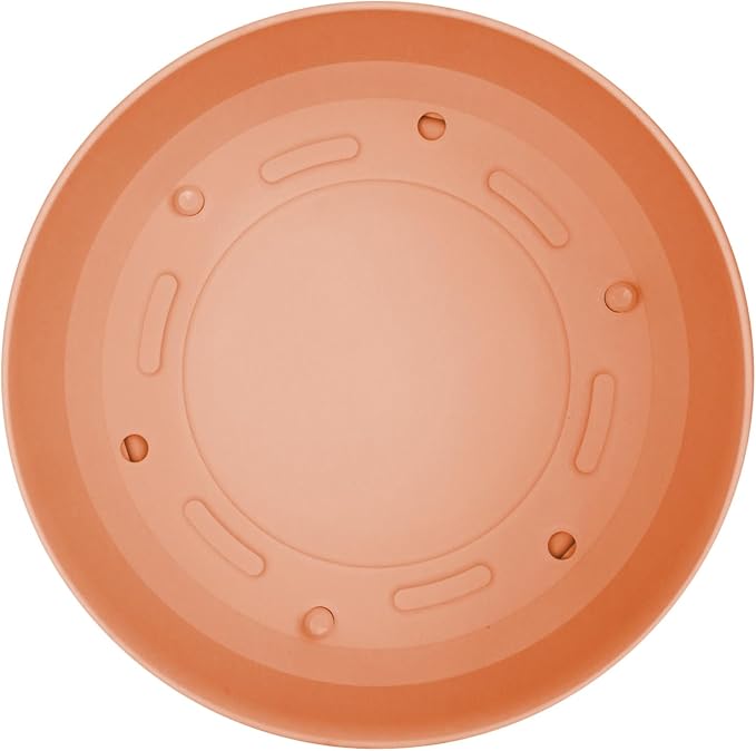 Bloem Mathers 10 Muted Terra Cotta Round Modern Resin Garden Planter Pot with Drainage Holes and Removable Saucer Tray Included