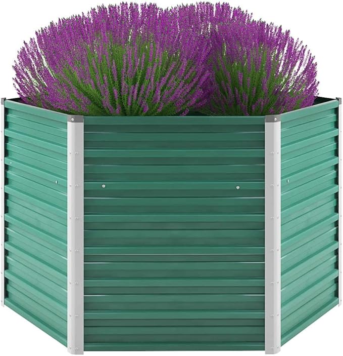 Galvanized Raised Garden Beds Outdoor Metal Planter Boxes for Planting Vegetables Flowers Herbs and Fruits 50.8x50.8x30.3 Green