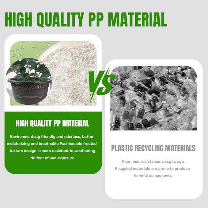 10 Inch 4 Pack Plant Pots Plastic Flower Pot for Indoor &amp Outdoor with Drainage Holes &amp Saucer Plaid Pattern Planters Garden Pots for Herbs