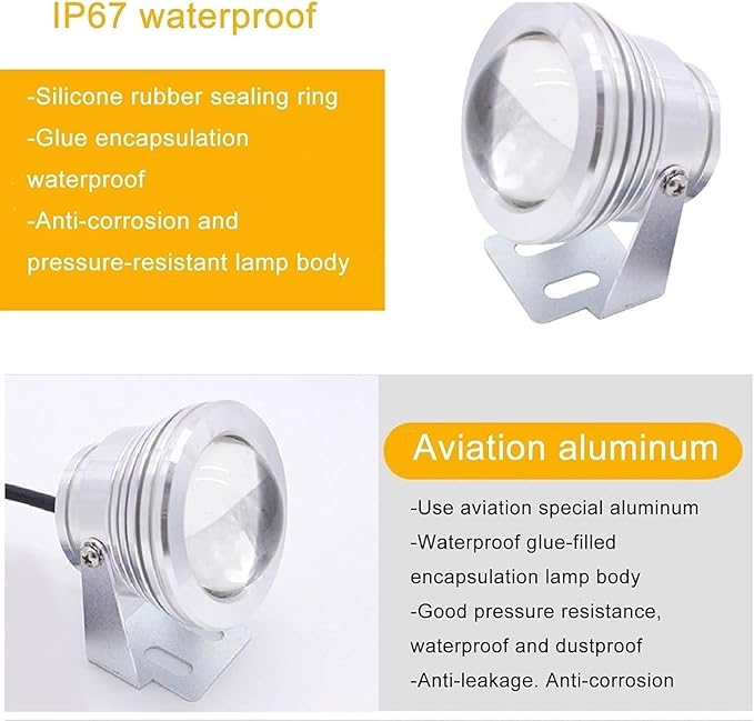 LED Swimming Pool Light- 10W Pond Fountain SpotLights Embedded Floor Lamp Underwater Lights 12V Waterproof IP68 Landscape Lighting(B- Yellows)