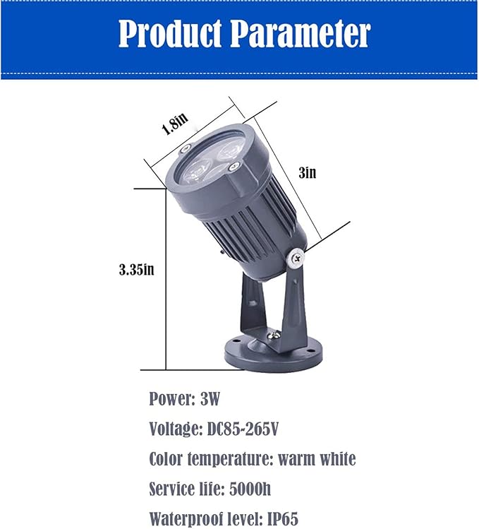 LED Landscape Lights - Led Beam Light 3W LED Outdoor Spotlight Floodlight IP67 Waterproof Advertising Signs Projection Disc Spotlight for Lawn Ground Plug Light ( Color : White  Size : 3W(24V) )