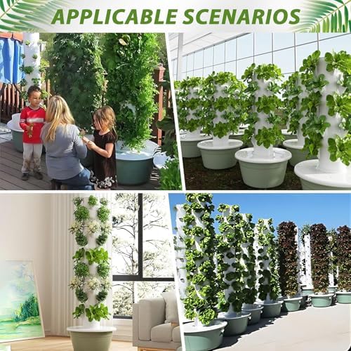 Hydroponics Growing Tower System 5/7/9 Layer Indoor/Outdoor Planter with 4 LED Grow Lights for Fruits &amp Vegetables Efficient Hydroponic Garden Solution