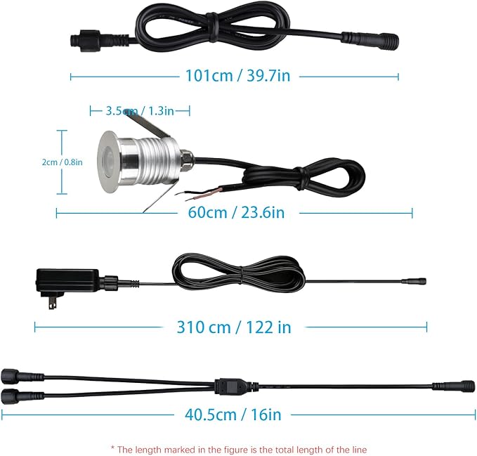 203 LED Underground Lamp 1W DC12-24V IP67 Low-Voltage Recessed Type Stainless Steel 304 Cover Suitable for Outdoor Grounds Decks Squares Parks Courtyards (3000K 6P-A)