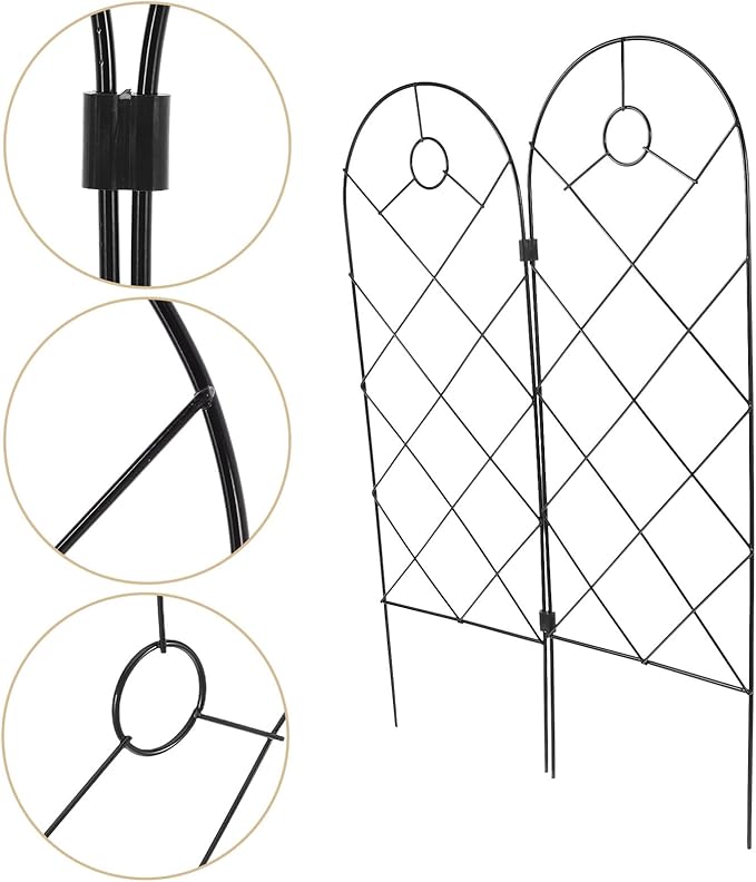 2pcs Iron Plant Climbing Frame and Garden Trellis Support for Outdoor Potted Flowers Sturdy Vine Climbing Rack Foldable Design for Vegetable and Orchid Growing