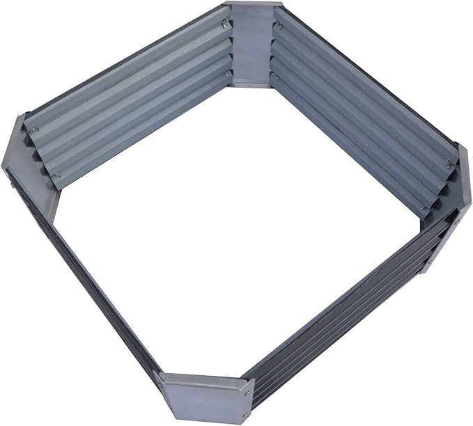2.5ft x 2.5ft Galvanized Raised Garden Bed Horticultural Planting Box Metal Planter Boxes Outdoor Suitable for Plants Flowers Vegetables Herbs Fruits Dark Grey