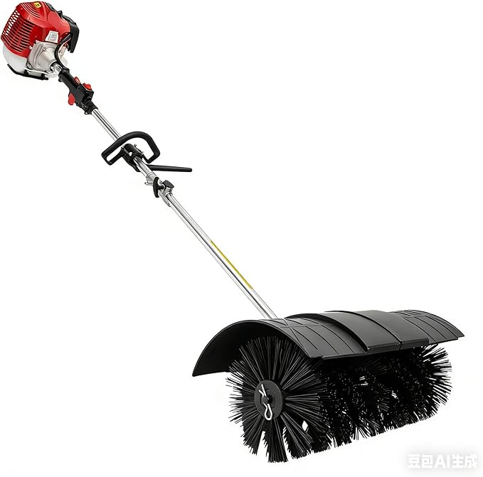 Handheld Power Broom 52cc 2Stroke 2.3HP Outdoor Handheld Sweeper Power Broom for Artificial Turf Walk Behind Sweeper Cleaning Driveway Tools Lawn Cleaner Tools