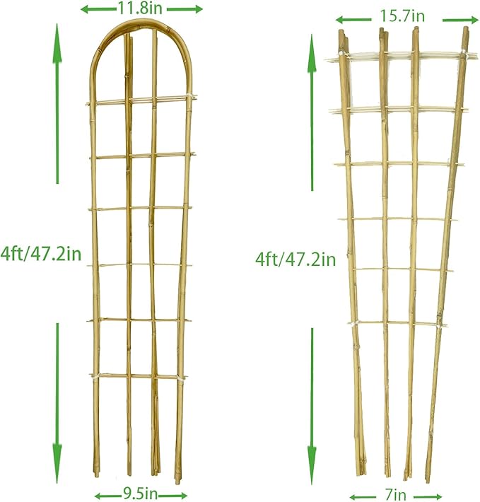 Natural Bamboo Trellis 4FeetFan-Shaped+U-Shape4PackPlant Support Trellis for Outdoor and Indoor Potted Climbing PlantsVegetables Cucumber Tomato Hoya
