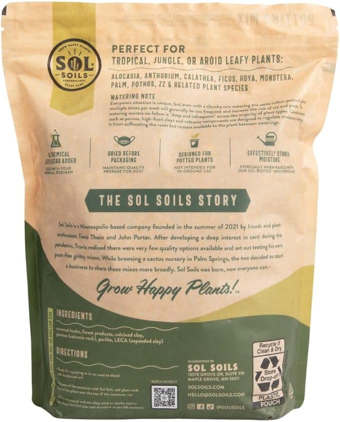 Sol Soils Houseplant Chunky Mix - Fast Draining Chunky Soil Mix for Indoor Plants - 1 Gallon - Coco Coir Perlite Pumice