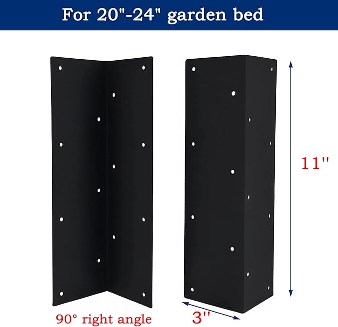 8pcs Raised Garden Bed Corner Brackets for 20-24 Beds Heavy Duty Metal Corner Brackets with Screws (11x3x3)