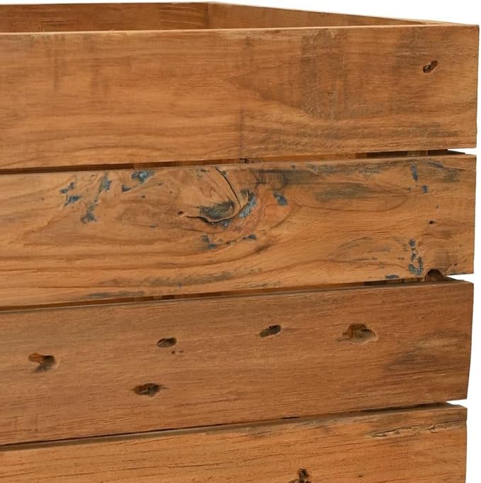 Wooden Raised Bed Planter Box for Flowers/Vegetables/Herbs in Backyard/Patio Outdoor 59.1x15.7x21.7 Recycled Teak Wood and Steel-624