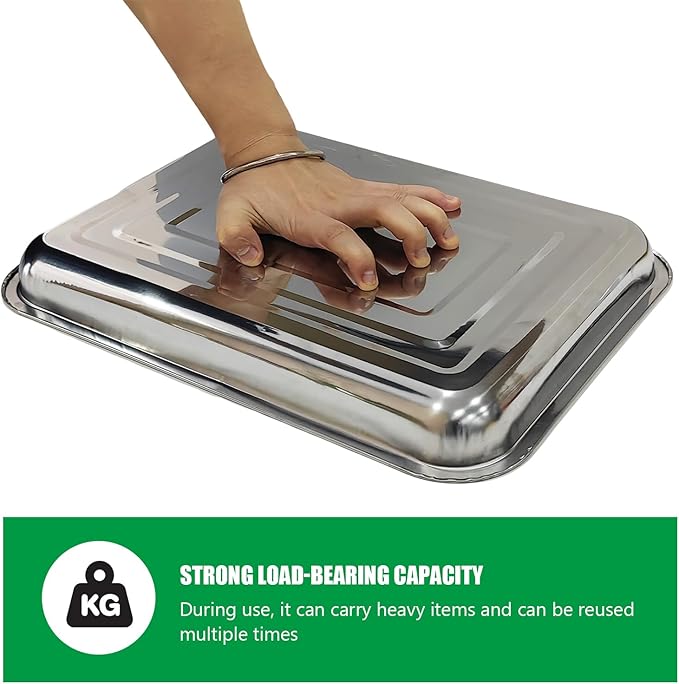 Stainless Steel Plant Trays 5 Pack Multi-Purpose Tray for Indoor Outdoor Plants Seed Starting Tray for Potted Plants(11.6 inch×15.2 inch 1.45 Height 5-Pack)