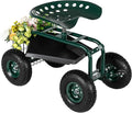 Rolling Garden CartGarden Cart Gardening WorkseatPatio Wagon Scooter Lawn Yard Patio Work Seat Gardening Stool Cart with Short Handle for Planting