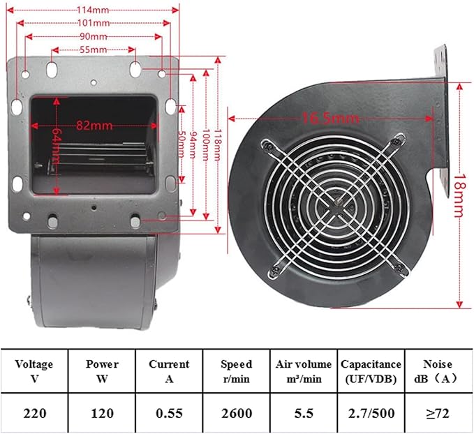 Commercial Air Blower Industrial Frequency Centrifugal Fan 130FLJ5 120Wentrifugal Turbo Blower