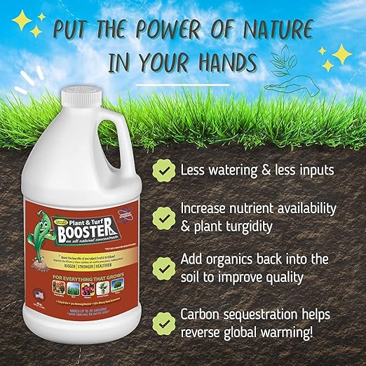 Nature's Wonder Organic Soil Conditioner &amp Root Booster for Plants - Concentrated Liquid Biostimulant with Fulvic Humic Acid for Plants Potting Soil Flowers &amp Lawns - 60oz