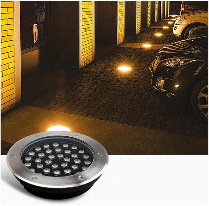 Outdoor Landscape Spotlights Outdoor Low Voltage Round Recessed Ground Light for Lawn Terrace and Garden IP67 Waterproof Buried Landscape Lights Easy to Install Blue 12W